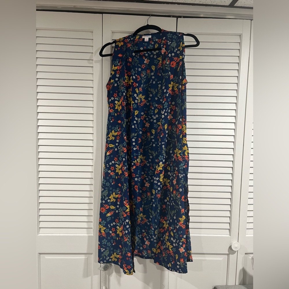 LuLaRoe Small Navy Floral Sleeveless Joy Open Front Vest